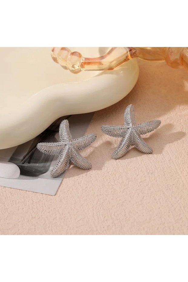 Silver Small Version Cross-border Hot Sale, Summer Starfish Earrings, Simple Fashion Trend Starfish