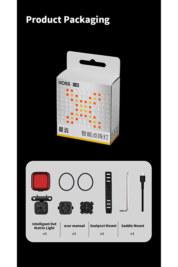 Nebula Tail Light XOSS Nebula Intelligent Emoji Bicycle Tail Light Brake Sensing Night Riding Tailli