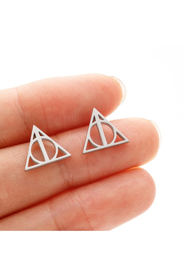GED305S 1Pair Simple Triangle Stud Earrings For Women Movies Jewelry Stainless Steel Oorbellen Geome