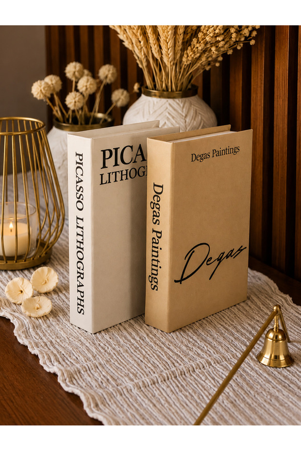 Modern Decorative Book Box Set of 2 – Picasso & Degas Design Luxury Storage Box Home Office Decor