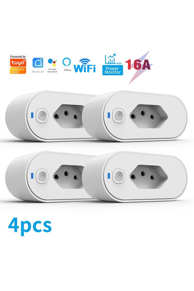 WHDZ08-WiFi-16-P-4pc SIXWGH Tuya Wifi Socket Adaptador De Soquete Inteligente 16A Suporte Smart Life
