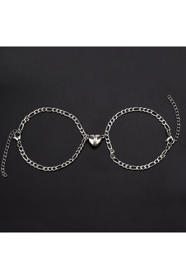 silver color Stainless Steel Heart Magnetic Bracelet for Women Couple Lovers Ins NK Chain Bracelet V