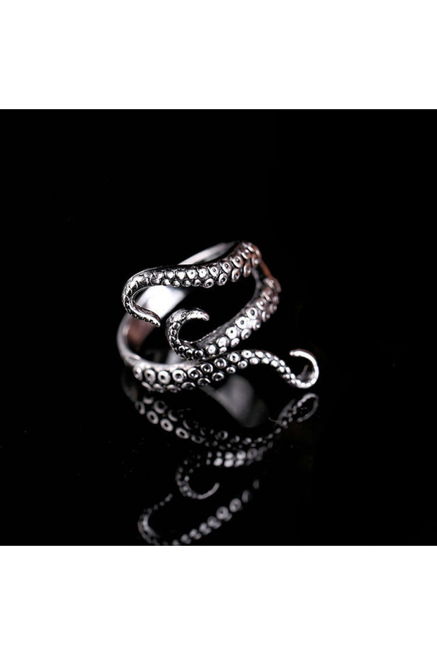 Resizable 16RI044 Titanium Steel Octopus Rings Gothic Deep Sea Monster Squid Finge