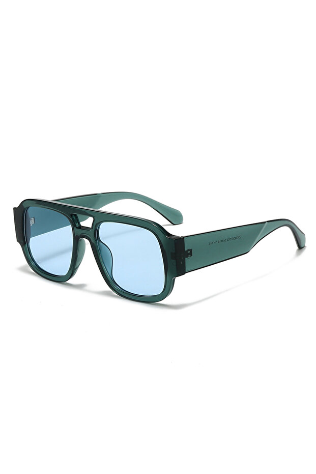 green blue 1/4 Sets Retro Large Frame Double Bridges Square Sun Glasses Women Candy Color Wide Legs