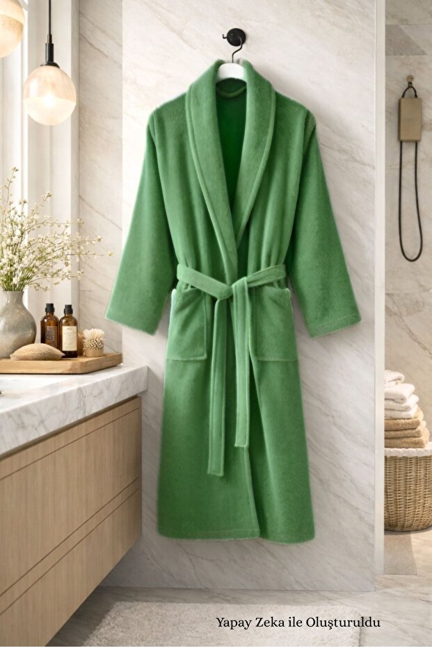 Şalyaka Cotton Unisex Bathrobe Green