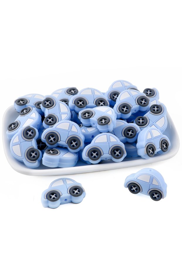 8pcs pastel blue 8/16pcs Cartoon Car Silicone Focal Beads For Jewelry Making DIY Necklace Bracelet K