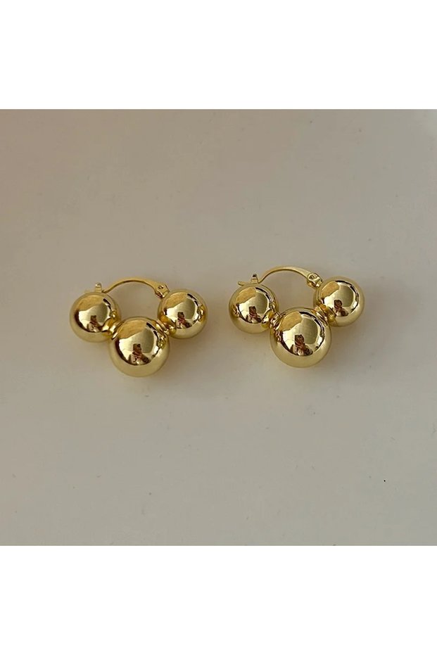 01 Metal Ball Earrings European And American Style Personalized Fashion Stud Earrings Ladies Girls T