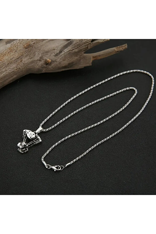 Silver Plated Fashion Personalized Engine Motorcycle Chain Punk Gothic Necklace For Men Jewelry