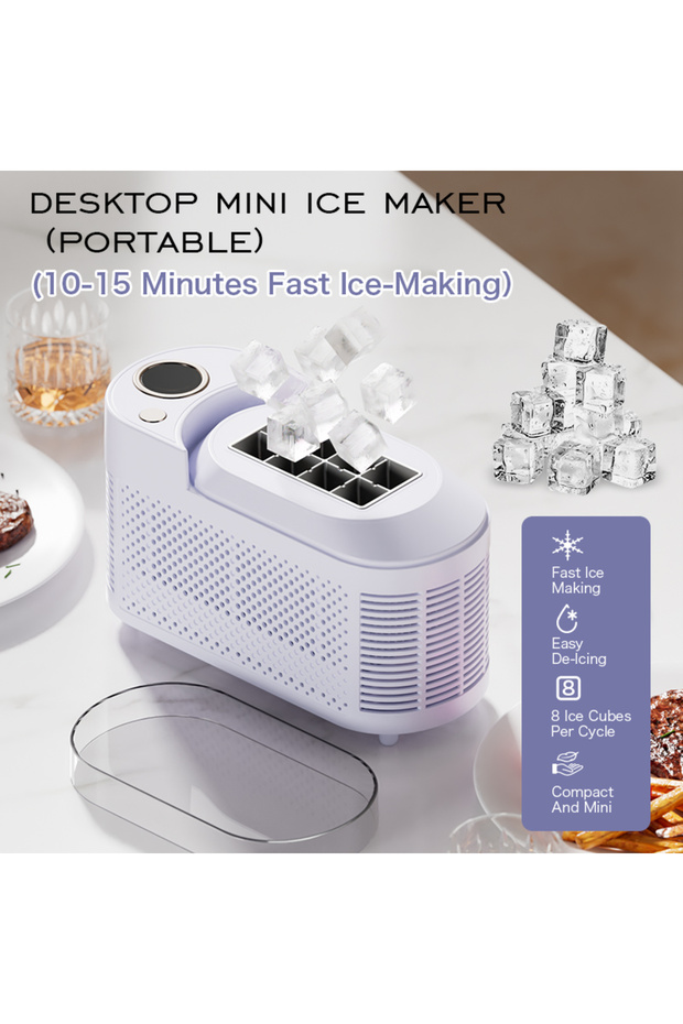 EU Lavender Electric Small Ice Maker Home Dormitory Office Camping Ice Automatic Ice Making Box Ice