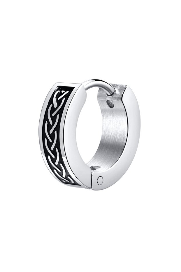 1 Pc EH-496S02-1 Vnox Retro Celtic Knot Earrings for Men, Anti Allergy Stainless Steel Hoop Huggie