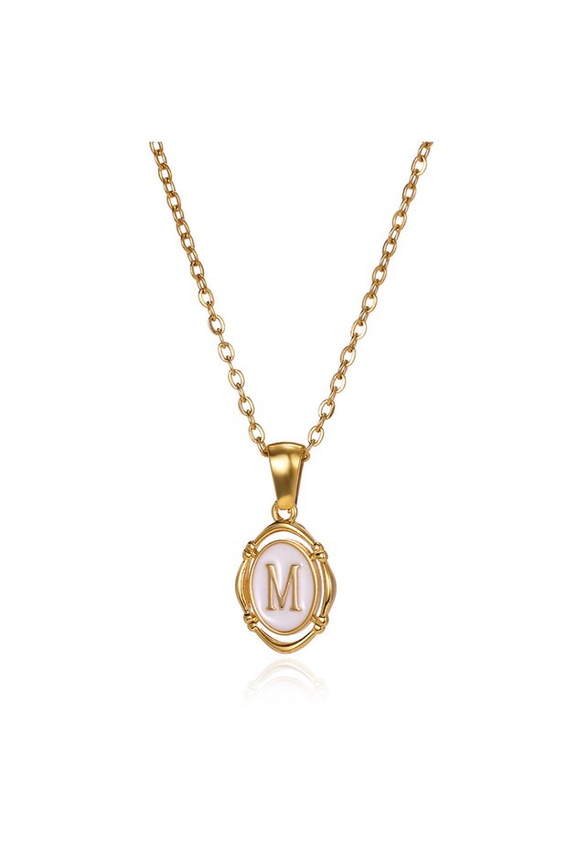 M Initial Letter Pendant Necklace For Women Stainless Steel Chain A-Z Alphabet Necklaces Fashion Aes