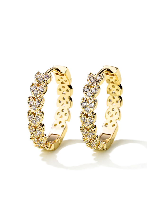 Gold Color ZAKOL Elegant Micro Paved Zircon Big Hoop Earring for Women Luxury Bridal Wedding Engagem
