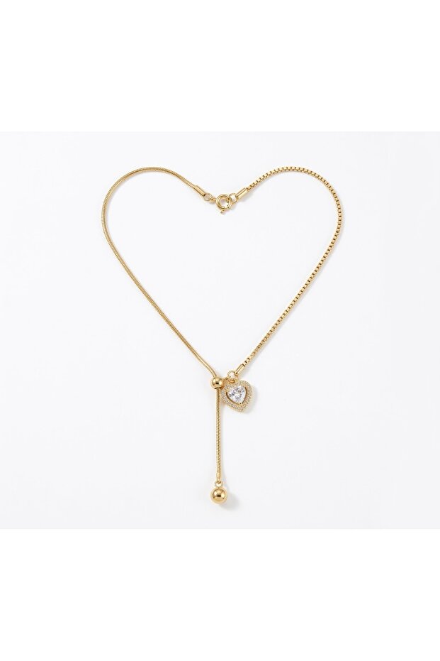 Zircon Stone Elevator Steel Y Necklace - with Heart and Baguette Options
