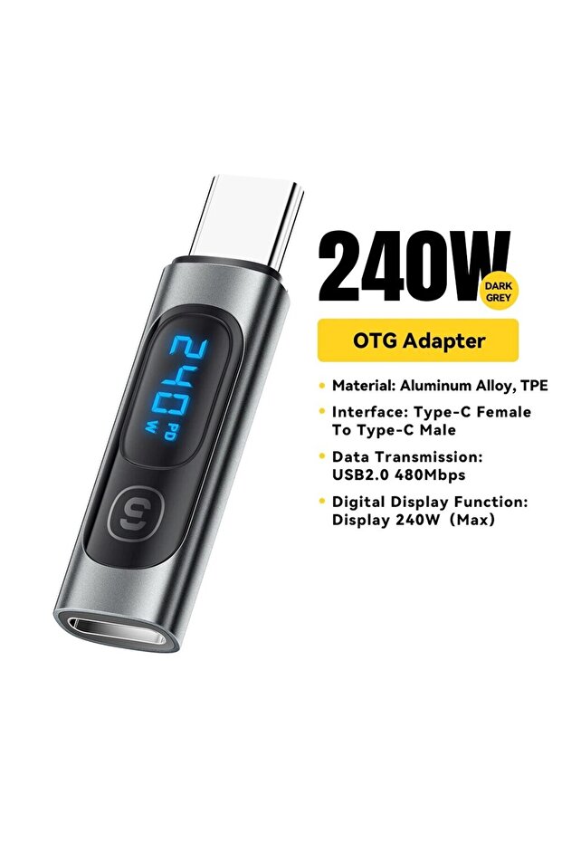 Type-C to Type-C Essager USB 2.0 OTG Adapter 240W Fast Charging USB C To Type C Display Adapter OTG