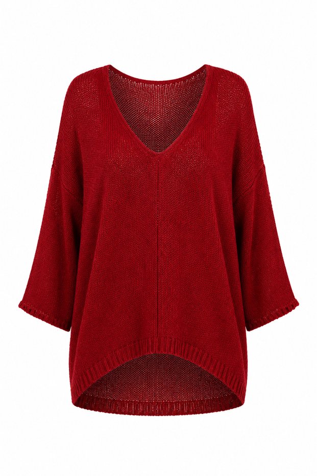 Dark Red Pique Knitwear