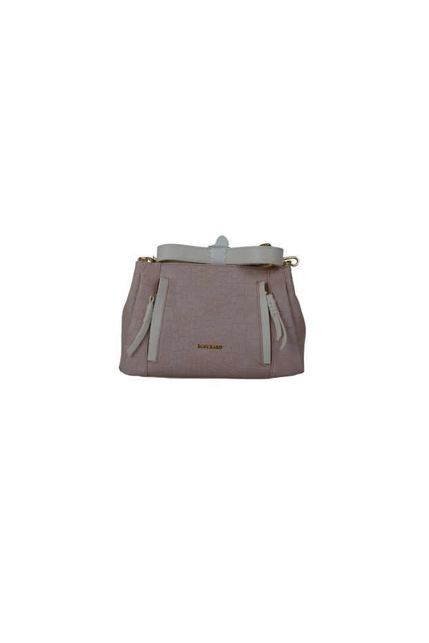 Duki Daso Pink Faux Leather Crocodile Patterned Daily Women's Shoulder Bag | Summer T8503 Pink 3 Compartment Fermu