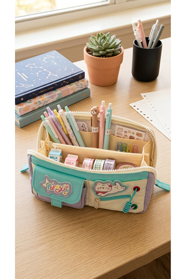Pencil Case, Cute, Large Capacity, Multi-Functional Stationery Bag for Students