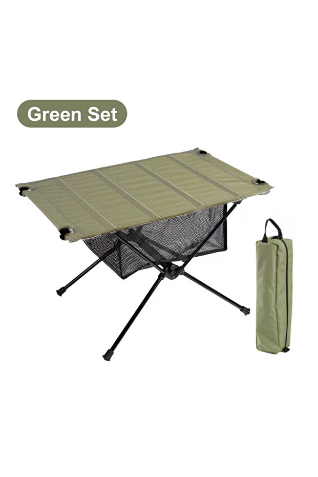 Green Set WESTTUNE Camping Folding Table Lightweight 1680D Oxford Roll-Up Table Portable Aluminum Al