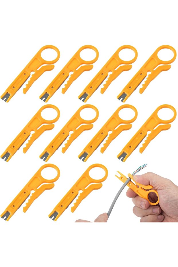10pcs 10pcs Wire Stripper with Secure Finger Loop, Cable Stripper Cutter Tool, Wire Punch Down Tool