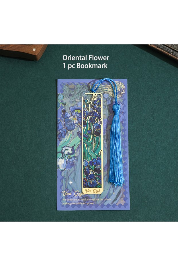 Oriental Flower 1 PC Retro Floral Painting Metal Bookmark Hollow Bronzing Bookmark With Tassel For B