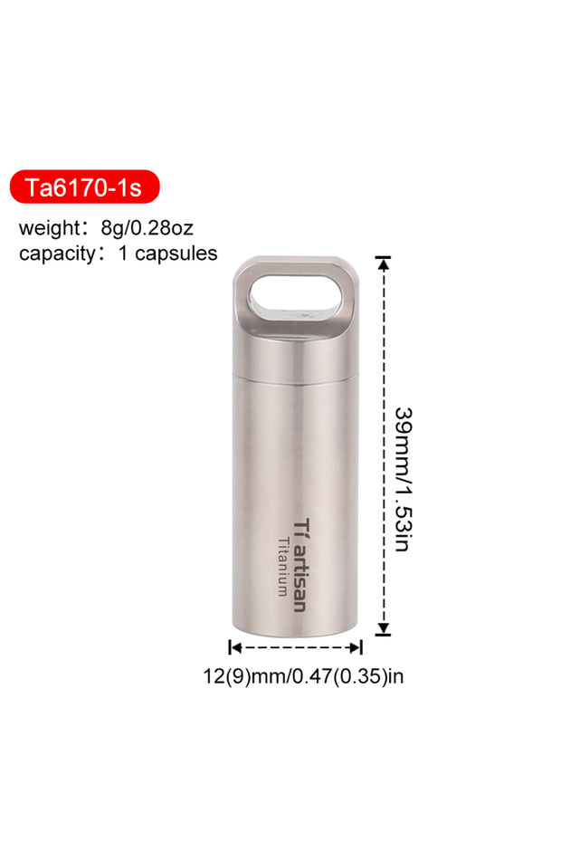 Polished- S Tiartisan Titanium Mini EDC Tools Portable Sealed Medicine Bottle Home Outdoor Pill Box