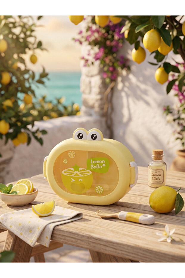 Cartoon Lunch Box, Portable 2 Compartment Storage Container for Teenagers and Children at School
