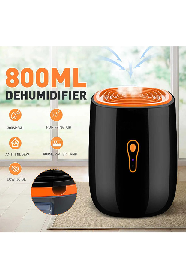 EU Plug Negro TINSOL New Air Dehumidifier 800ml Portable Dryer Low Noise Purification Anti-mold Clea