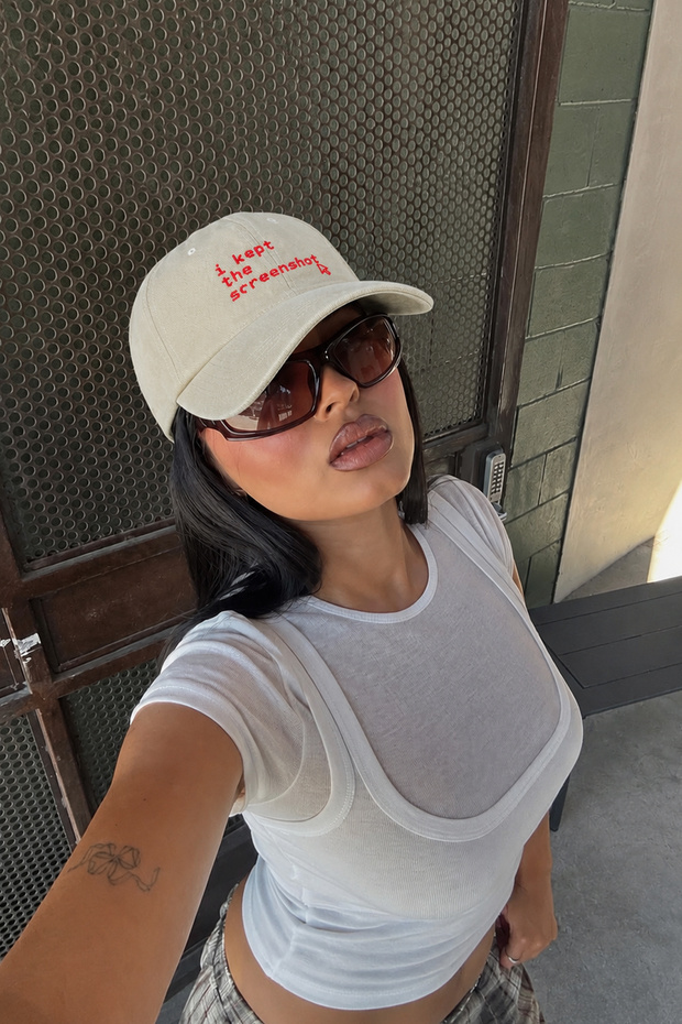I Kept the Screenshot Embroidered Vintage Hat – Stone