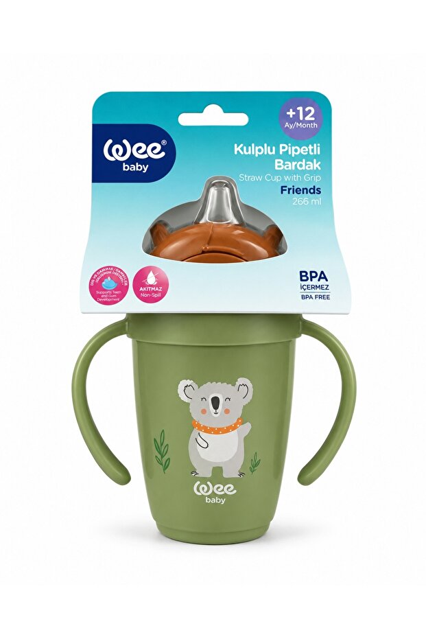 Green Friends Cup - With Straw, 265 ML