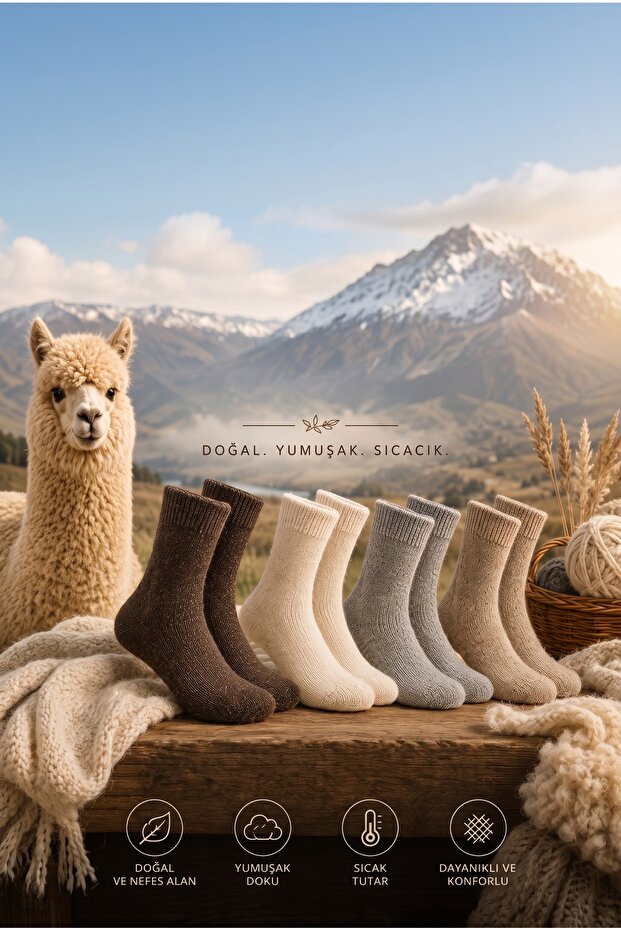 Women's Alpaca Wool Winter Terry Thick Crew Socks 4-Pack