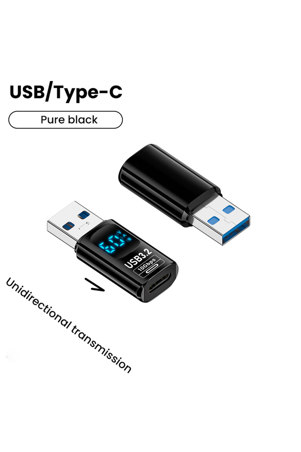 محول عرض رقمي USB-A إلى USB-C أسود اللون، يدعم USB 3.2 بسرعة 10 جيجابت في الثانية، من نوع USB ذكر إلى USB أنثى، محول USB-C