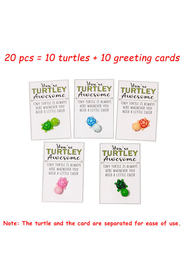 10 turtles 10 cards MULTI 20 Pcs Mini Turtle Hug Cards with Inspirational "You're Turtley Awesome" M