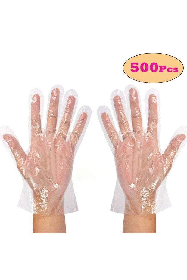 500pcs25091207 Clear Disposable Gloves Transparent Plastic Gloves Latex Free Food Prep Safe Gloves f