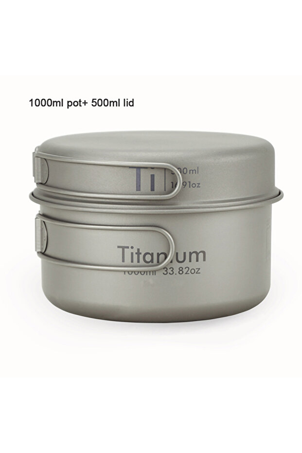 1000ml APG Ultralight Titanium Pan Outdoor Camping Titanium Bowl Set Folding Handle Cookware