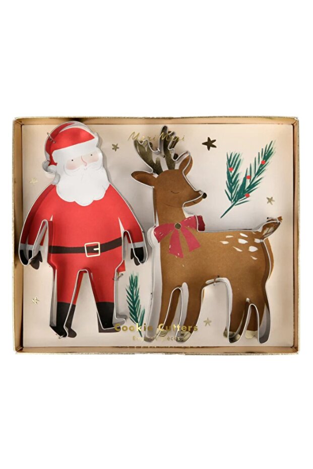 - Santa & Reindeer Festive Cookie Cutter - Santa Claus & Reindeer Cookie Cutter