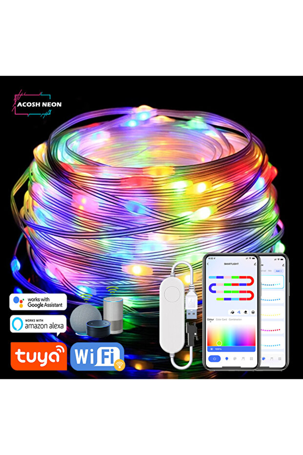 EU-plug 20m TUYA LED String Lights work with Alexa Google Assistant Music Sync WS2812B RGBIC Lightin