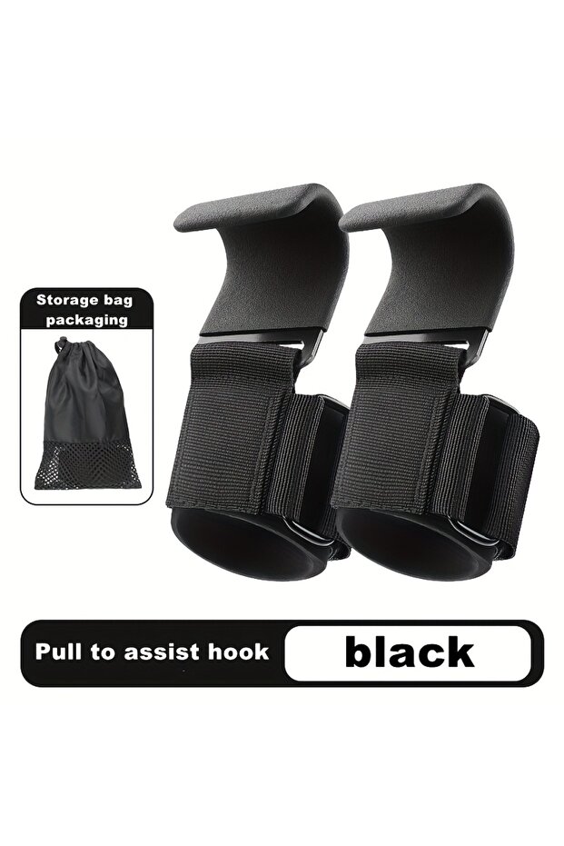 black 2pcs Adjustable Weightlifting and Powerlifting Wrist Strap,Durable Rubber Guard with Safety Ho