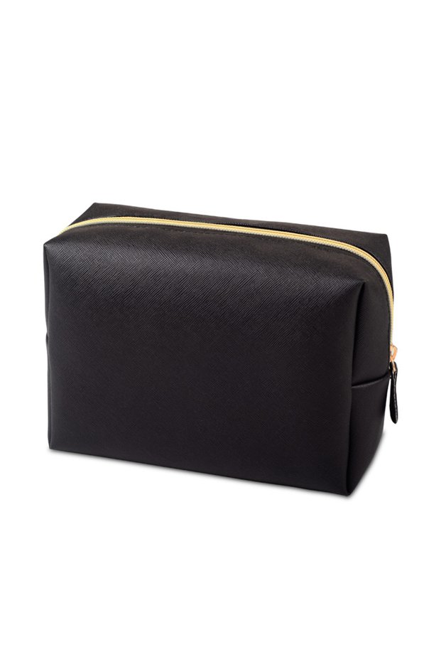 Black-Large 1pcs PU Leather Portable Toiletry Bags Waterproof Travel Make Up Bags for Women Small Me
