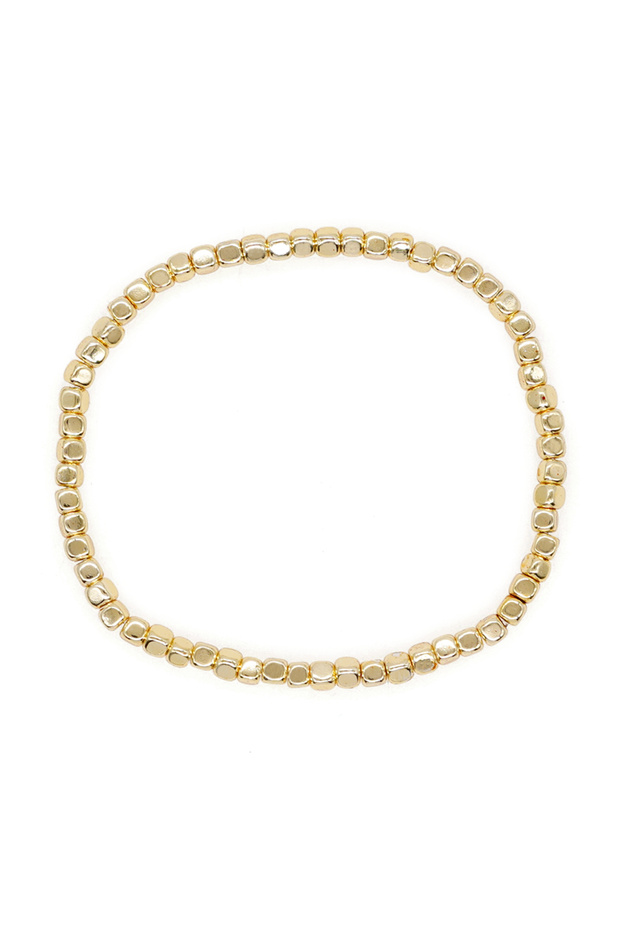 TDS-B23112101A Go2boho Square Hematite Stone Bracelets Golden Beaded Stacking Elastic Stretch Handma