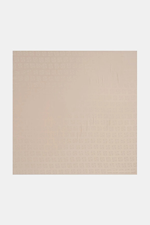 Logoed Silk Scarf Beige