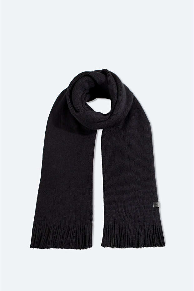 Men's Black Basic Tassel Shawl A52Y9401