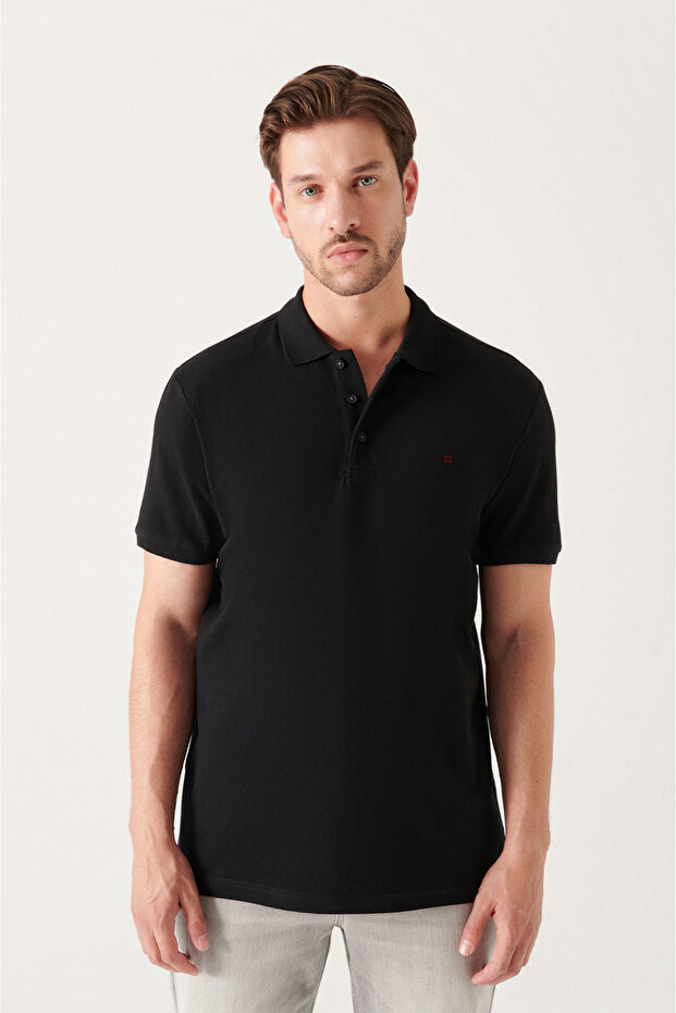 Men's Black 100% Cotton Cool Polo Collar T-Shirt E 001004