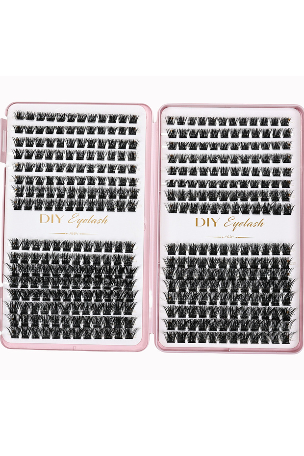 D black 384PCS Individual Lashes Clusters DIY Lash Extensions Book, D Curl Lash Clusters Eyelash Ext