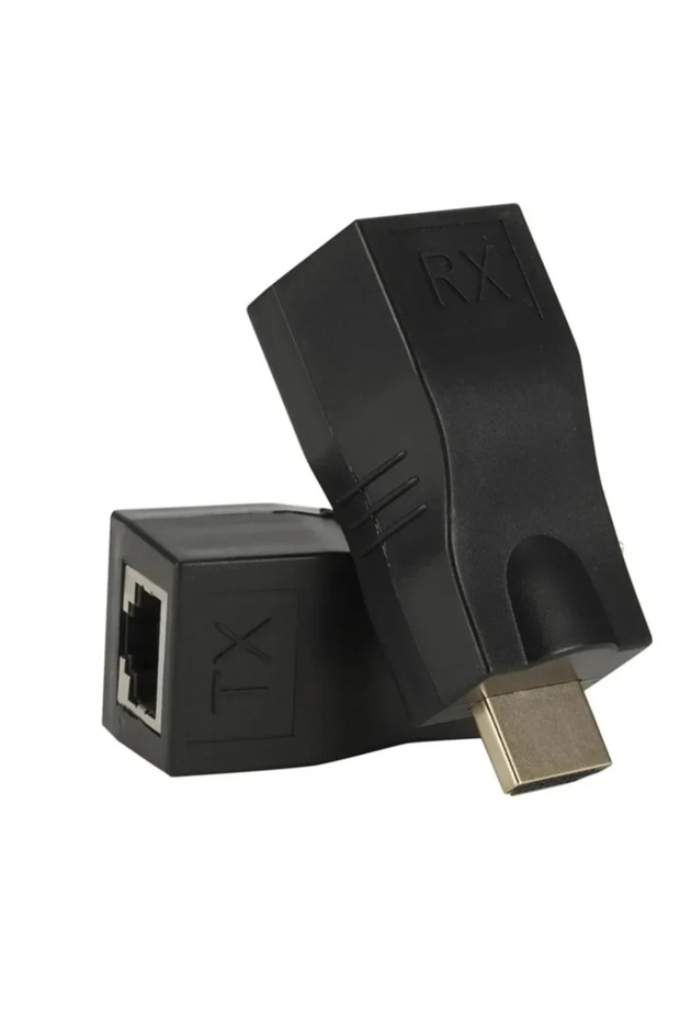 Black 4K HDMI-compatible Extender to RJ45 LAN Network Extension TX RX Cat5e CAT6 Ethernet Cable 30M