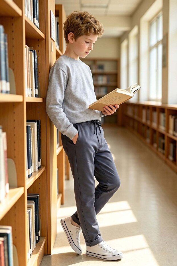 Double Legged Boys' Trousers with Tie Waist