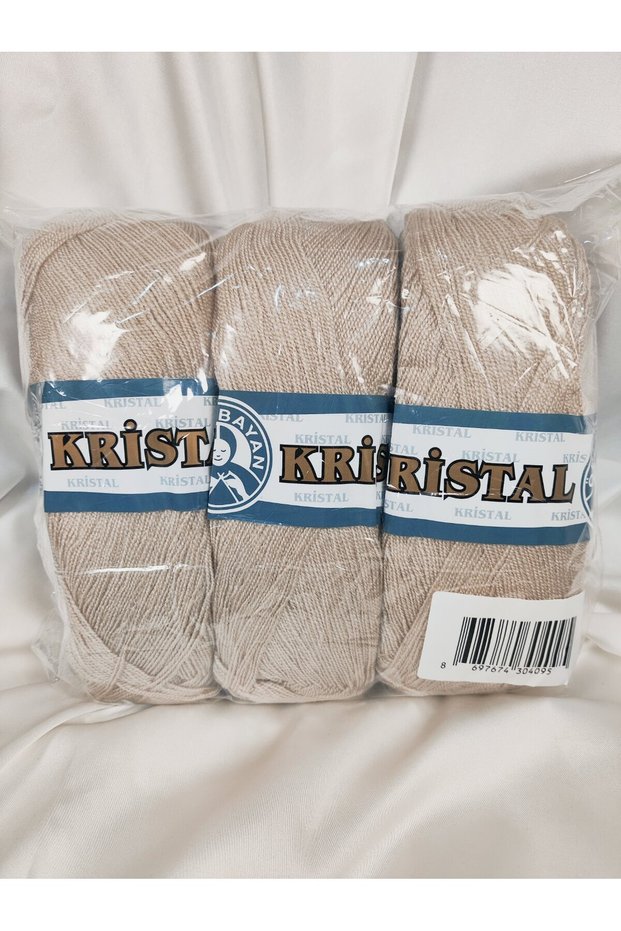 Kristal Light Beige Hand Knitting Yarn (3 Pieces) - Color: 130