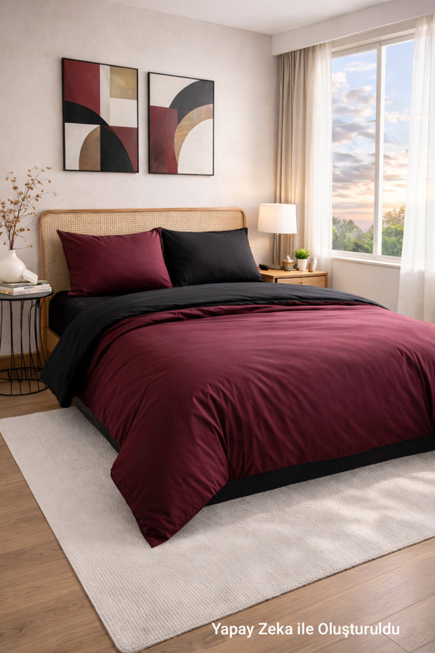 150X200 Double-Sided Double Size Duvet Cover Set with Elastic Sheets