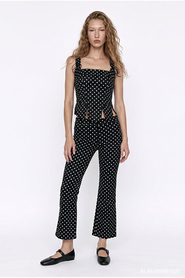 Polka Dot Spanish Flare Pants Black