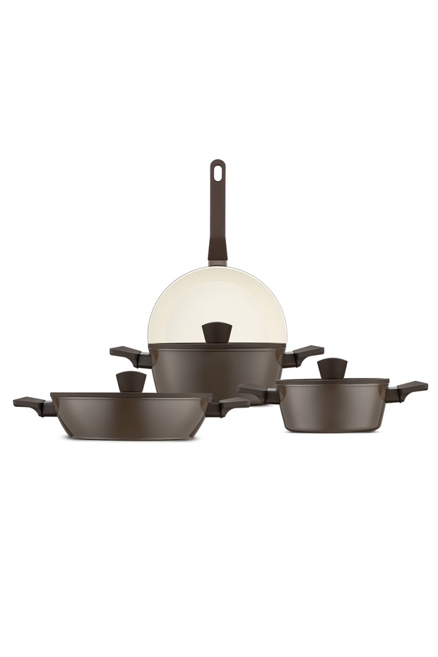 Swiss Crystal Brown 7-Piece Induction Base Cookware Set