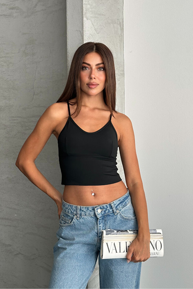 Cross Elastic Covered Crop Blouse